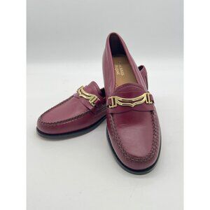 G.H. Bass Weejuns Burgundy Leather Womens Loafers Size 6M With Gold Bit Detail